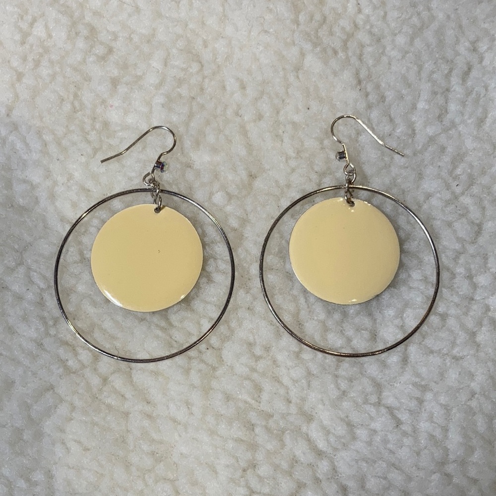 2/$7 Yellow & Silver Hoop Earrings